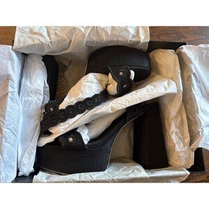 Larroudé Dolly Broderie Sandals Womens Size 10 US Black New In Box